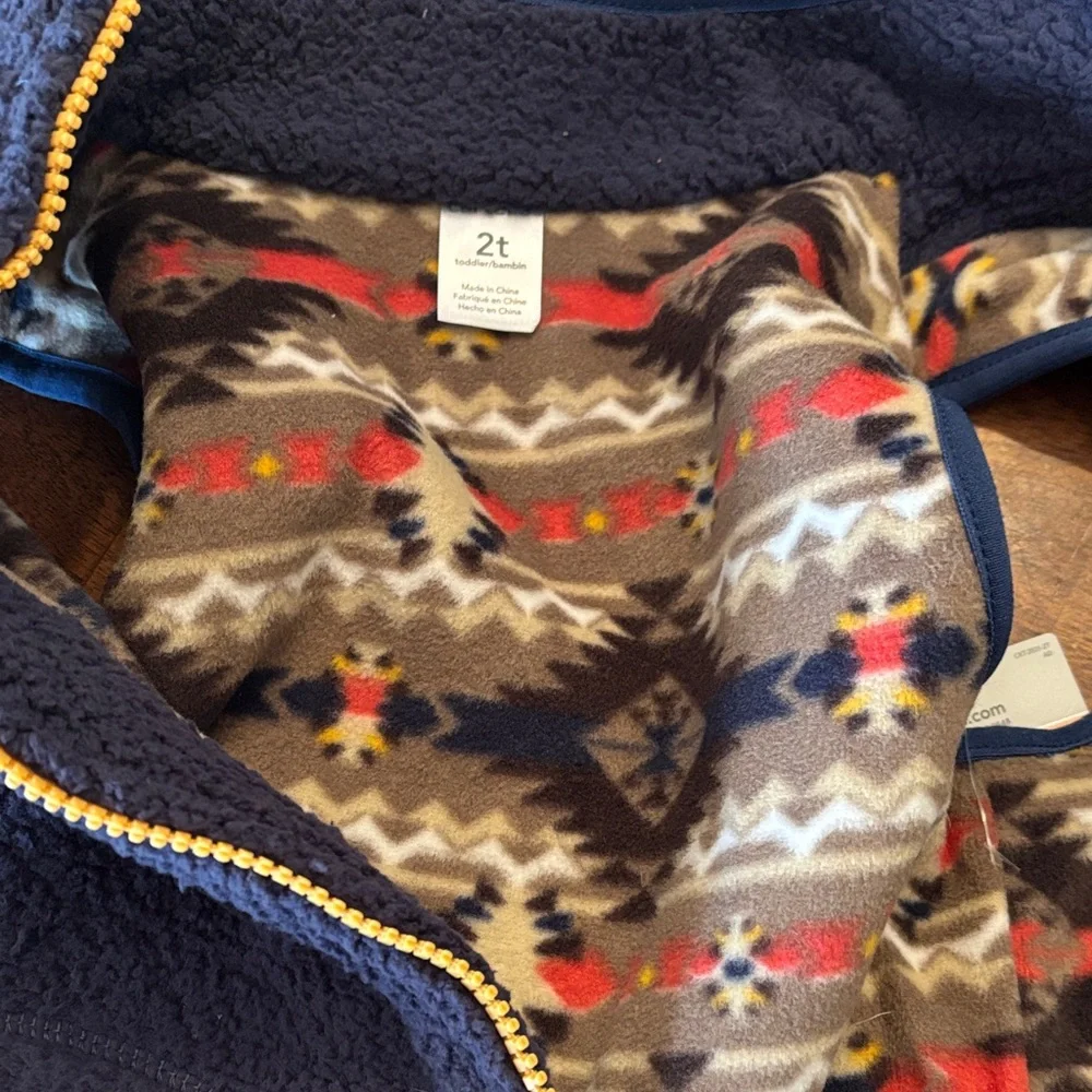 NWT 2T Carter's Kids Fleece Vest with Yellow Zipper - Picture 4 of 5